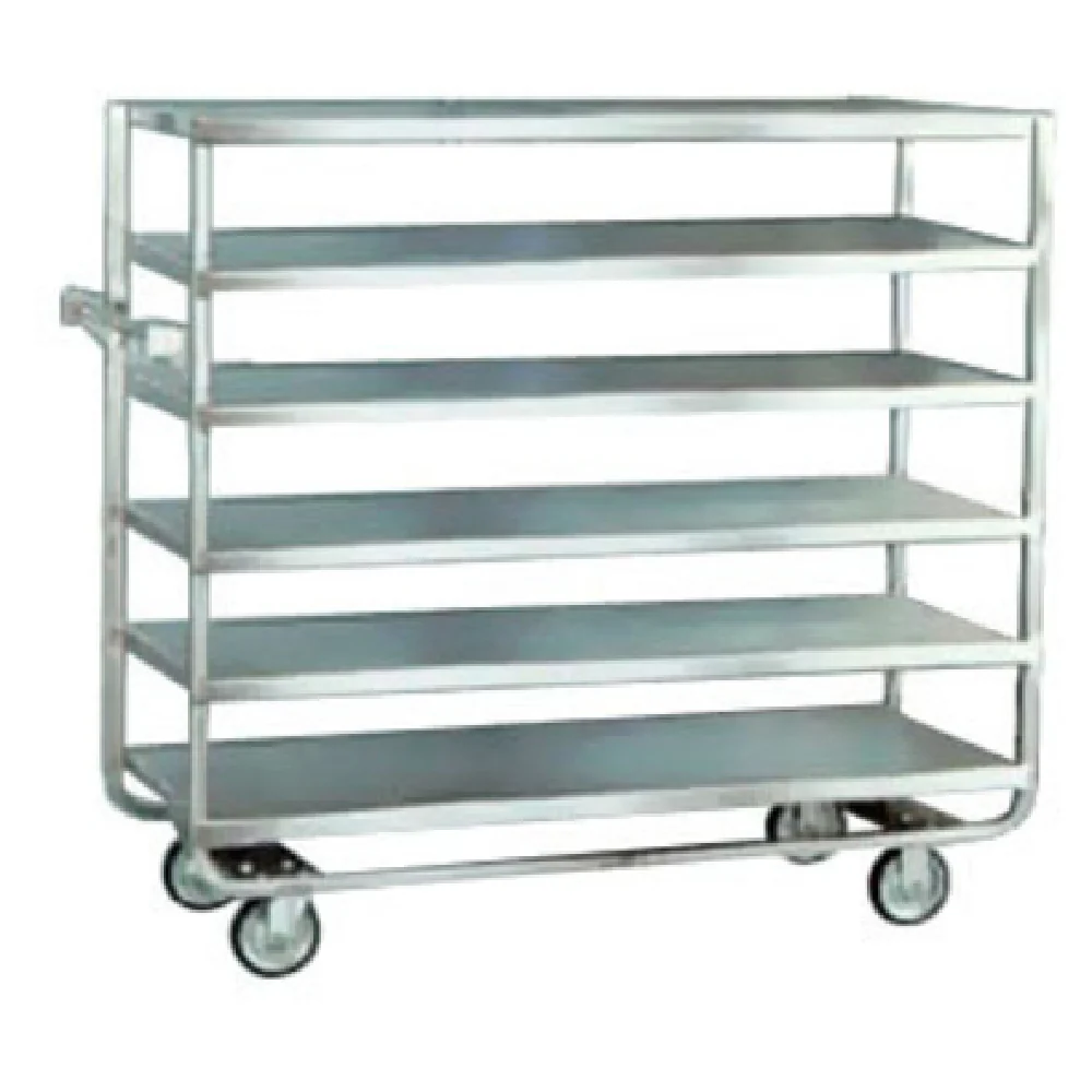 Lakeside 762 49 Inch Open Tray Truck 6 Shelf Stainless Steel 700 lb Capacity with Push Handle