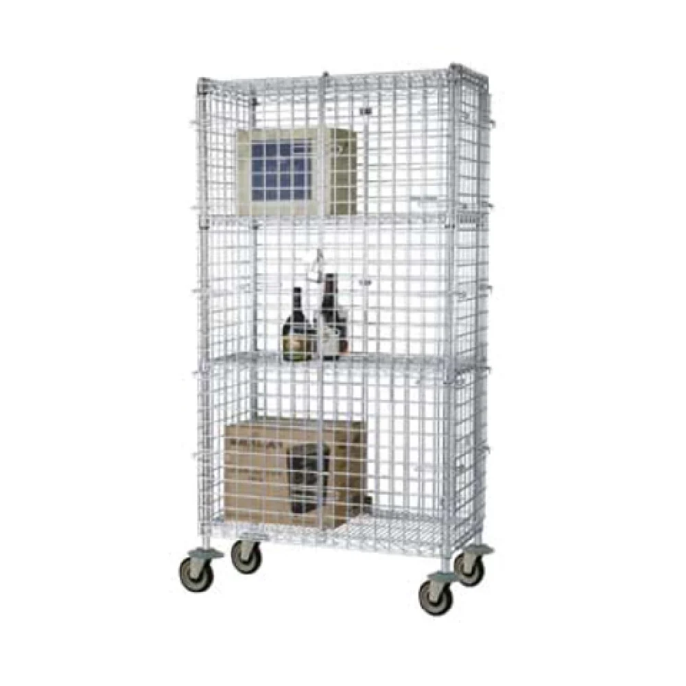 1880 Hospitality FMSEC1836 36 Inch Mobile Security Cage Chrome Finish with Wire Construction