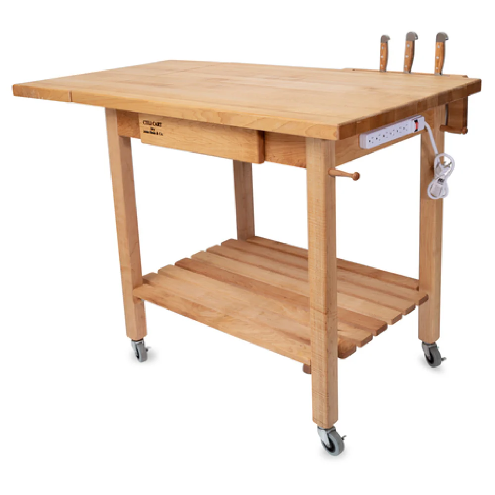 John Boos QCL 48 Inch Deluxe Culi Cart with Maple Top and Towel Pegs John Boos QCL 48 Inch Deluxe Culi Cart with Maple Top and Towel Pegs