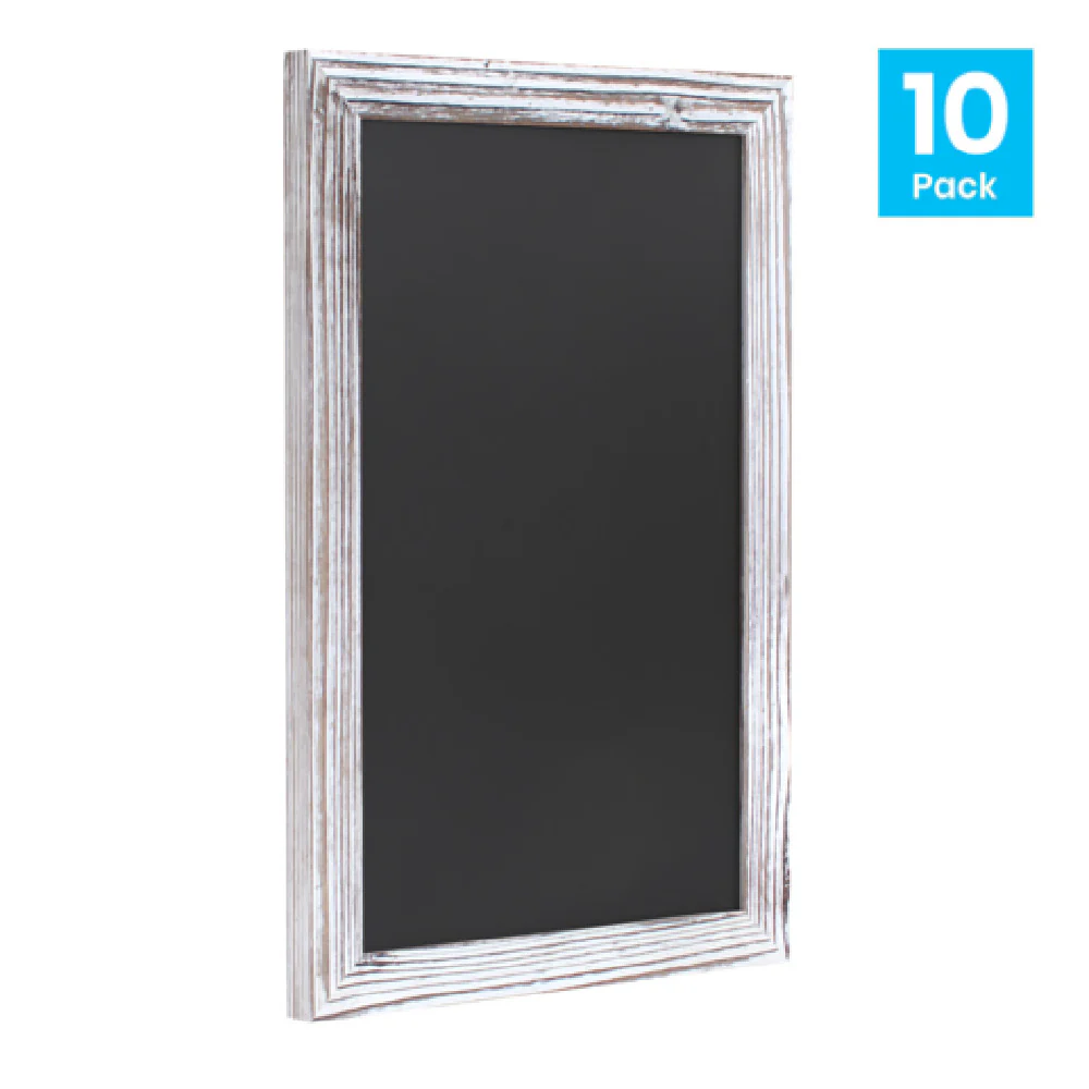 Flash Furniture 10-HGWA-GDIS-CRE8-662315-GG 11 Inch Magnetic Chalkboard with Whitewashed Finish and Metal Legs Pack of 10