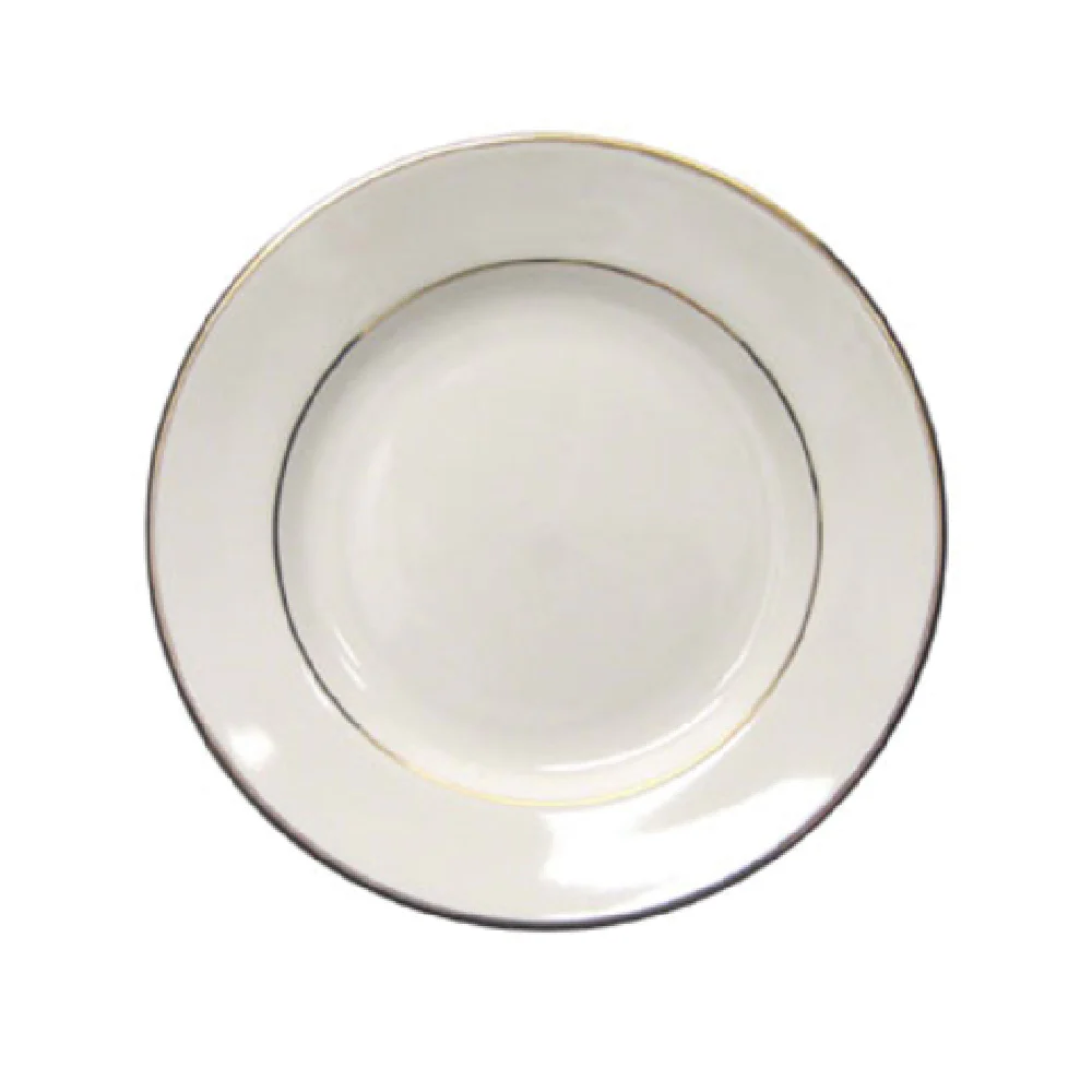 International Tableware FL-16GF 10 Inch Round Plate with Gold Band Ceramic