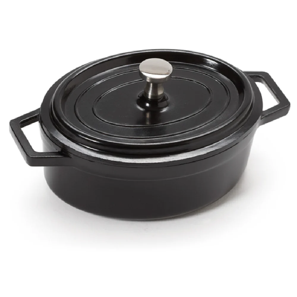 GET Enterprises CA-103-BK/BK/CC 12 Oz Mini Induction Pot Oval with Lid Aluminum