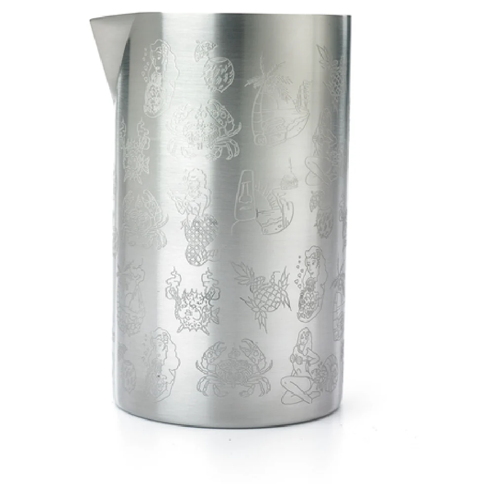 Mercer Culinary M37079 21 Oz Tiki Design Bar Cocktail Shaker Stainless Steel with Pour Spout Mercer Culinary M37079 21 Oz Tiki Design Bar Cocktail Shaker Stainless Steel with Pour Spout