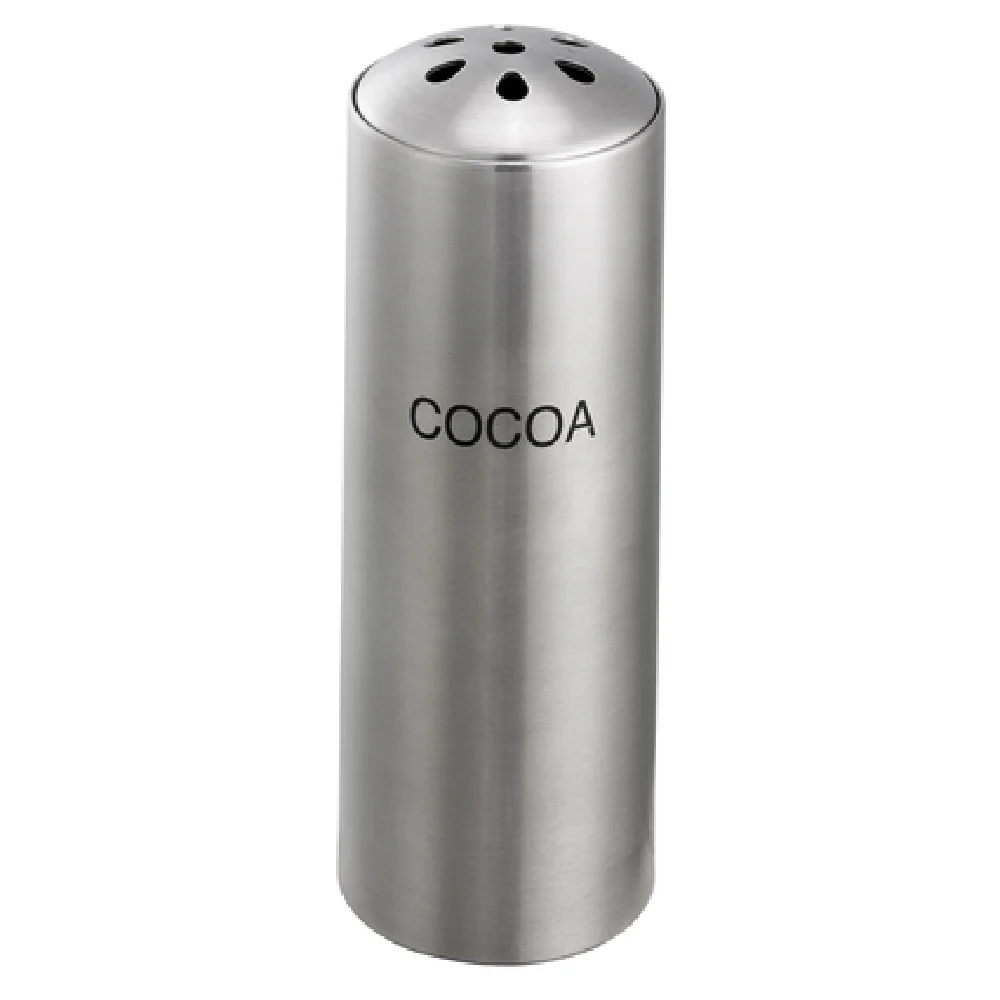 Service Ideas STCTEARCOCOA 2 Inch Shaker Tear-drop Top Cocoa Printed Stainless Steel