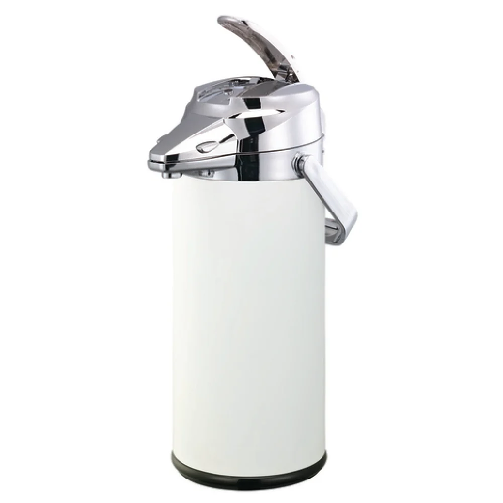 Service Ideas ENALS22SCHWH 6-1/2 Inch 74.4 Oz Airpot Stainless Steel White Powder Coat with Lever Top Service Ideas ENALS22SCHWH 6-1/2 Inch 74.4 Oz Airpot Stainless Steel White Powder Coat with Lever Top