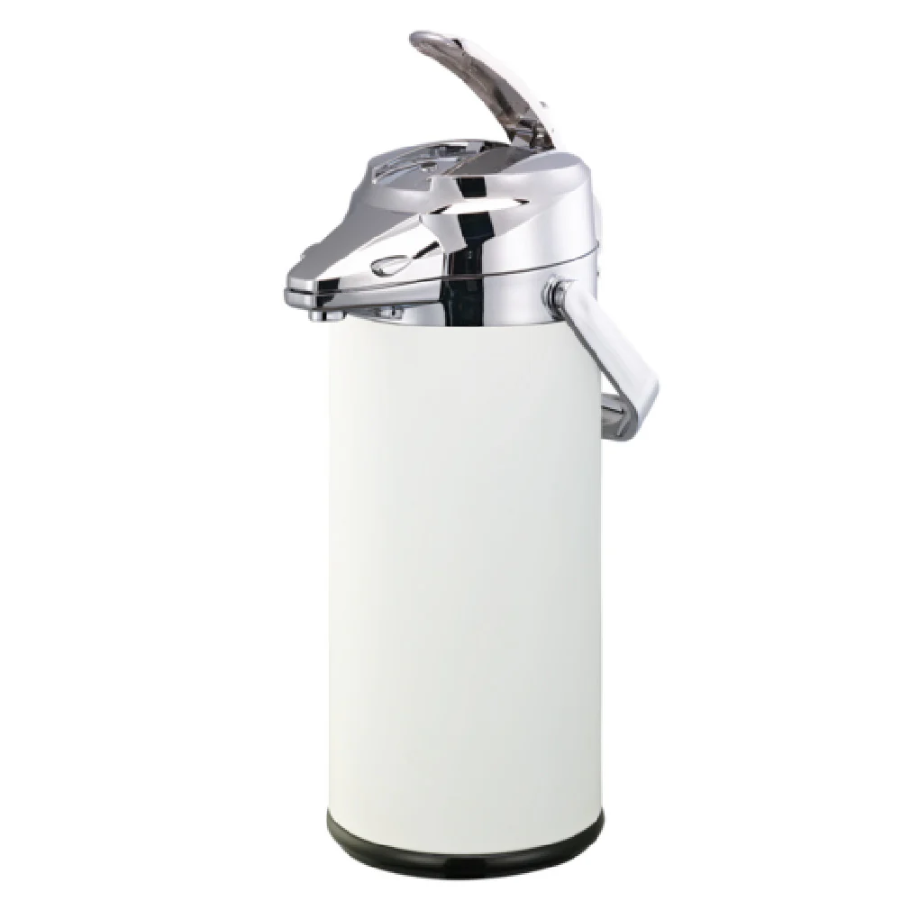 Service Ideas ENALS22SCHWH 6-1/2 Inch 74.4 Oz Airpot Stainless Steel White Powder Coat with Lever Top Service Ideas ENALS22SCHWH 6-1/2 Inch 74.4 Oz Airpot Stainless Steel White Powder Coat with Lever Top