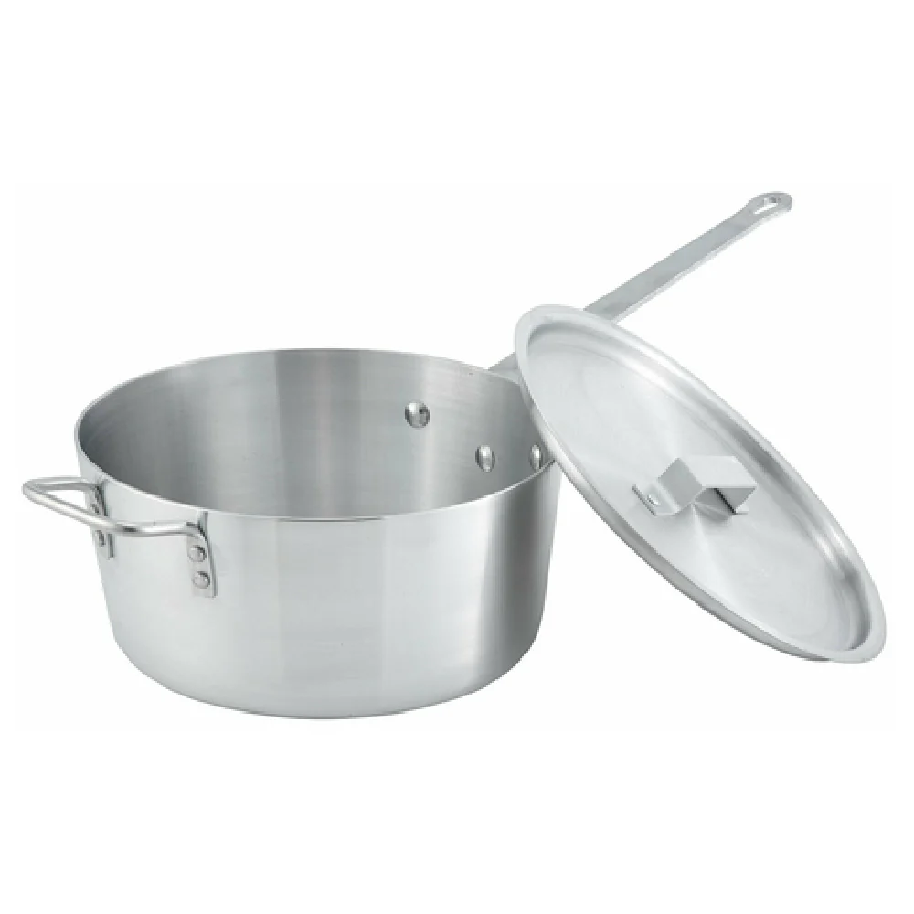 Winco ASP-7 7 Quart Sauce Pan Tapered Sides Riveted Handle Aluminum Winco ASP-7 7 Quart Sauce Pan Tapered Sides Riveted Handle Aluminum