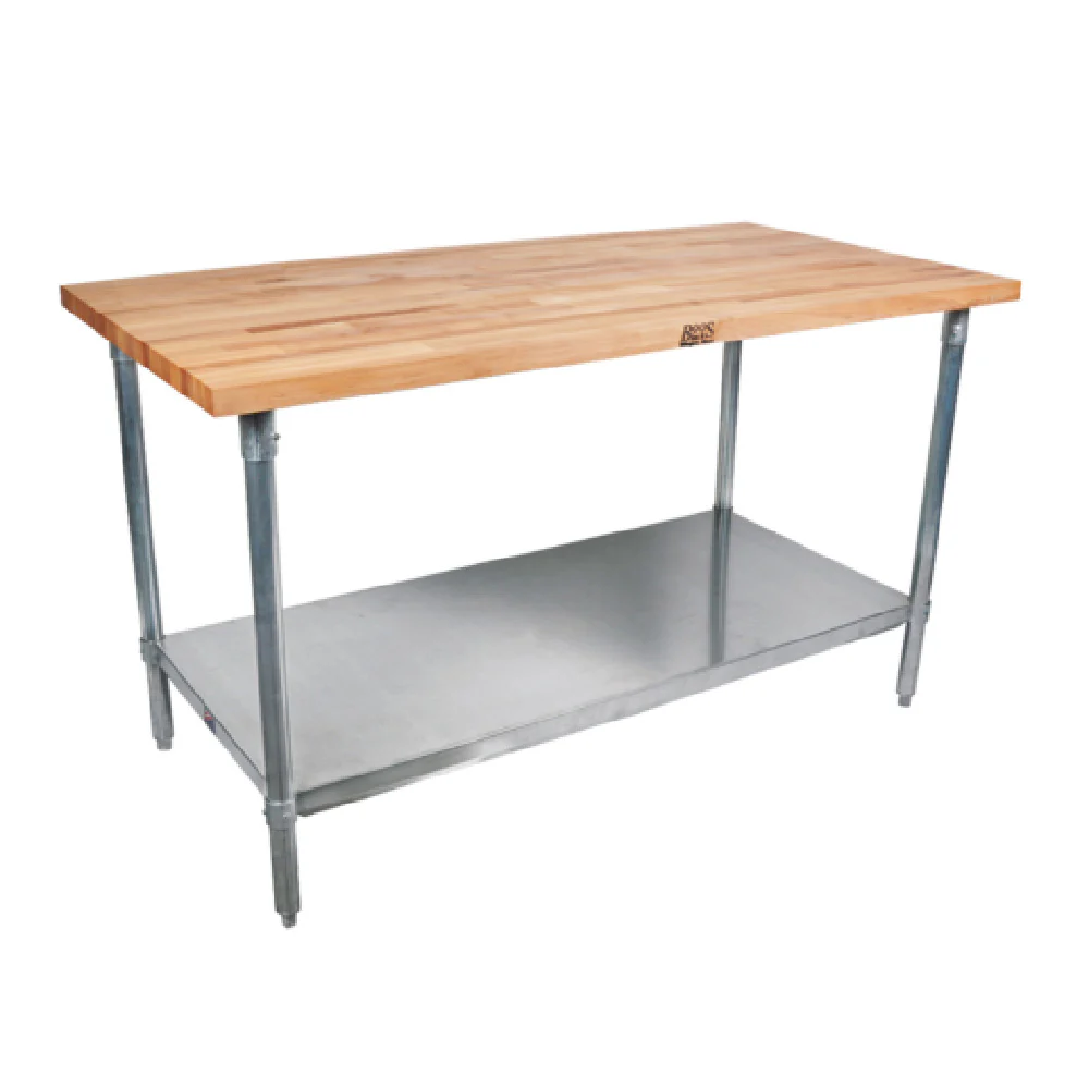 John Boos TNS16 72 Inch Work Table with Wood Top Northern Hard Rock Maple and Stainless Steel Undershelf John Boos TNS16 72 Inch Work Table with Wood Top Northern Hard Rock Maple and Stainless Steel Undershelf