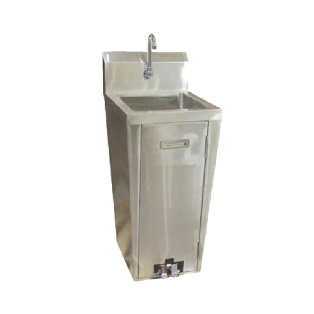 Omcan 23515 18 Inch Hand Wash Sink 34 Inch Pedestal with Faucet and Foot Valves Omcan 23515 18 Inch Hand Wash Sink 34 Inch Pedestal with Faucet and Foot Valves