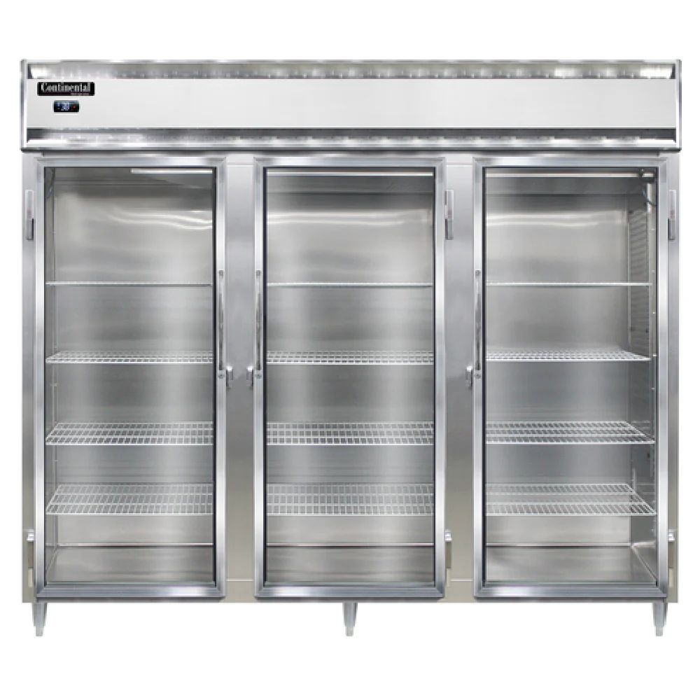 Continental Refrigerator D3RENGD 85 Inch Three Section Refrigerator with Glass Doors