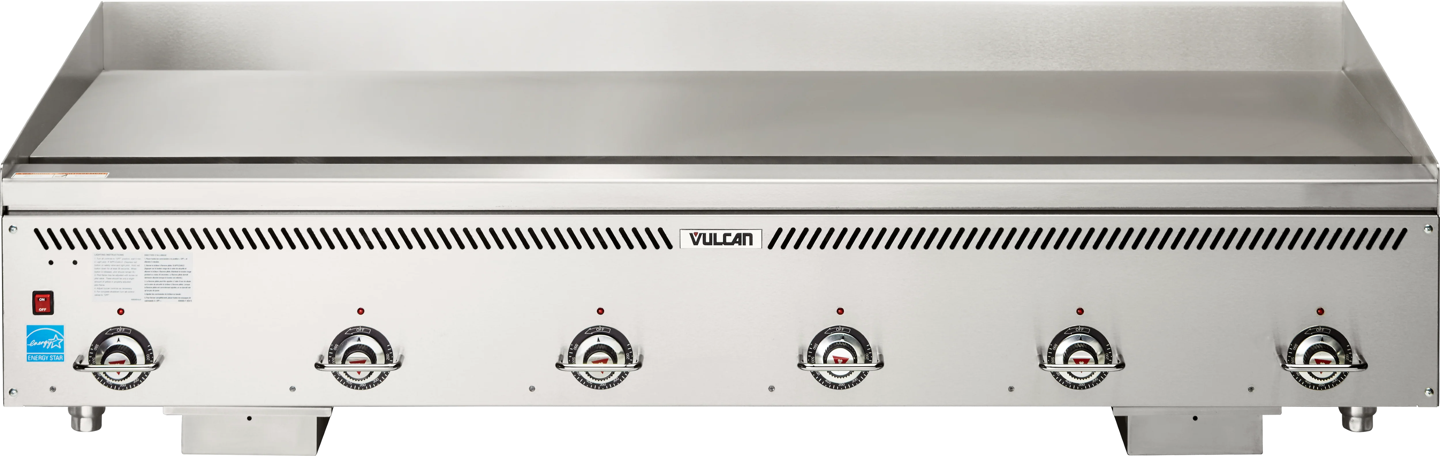 Vulcan VCCG72-AR_LP 72 Inch Heavy Duty Gas Griddle Countertop with 6 Burners 180000 BTU