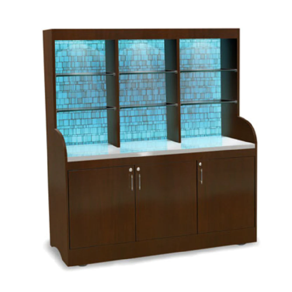 Forbes Industries 5873-GLASS TILE 70 Inch Mobile Back Bar Wood Veneer LED with Wheels Forbes Industries 5873-GLASS TILE 70 Inch Mobile Back Bar Wood Veneer LED with Wheels