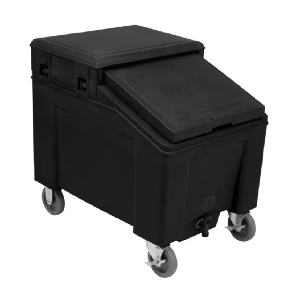 Iowa Rotocast Plastics Inc. 3110001 32 Inch Wide Mobile Ice Caddy with Sliding Lid and Drainage Faucet Iowa Rotocast Plastics Inc. 3110001 32 Inch Wide Mobile Ice Caddy with Sliding Lid and Drainage Faucet