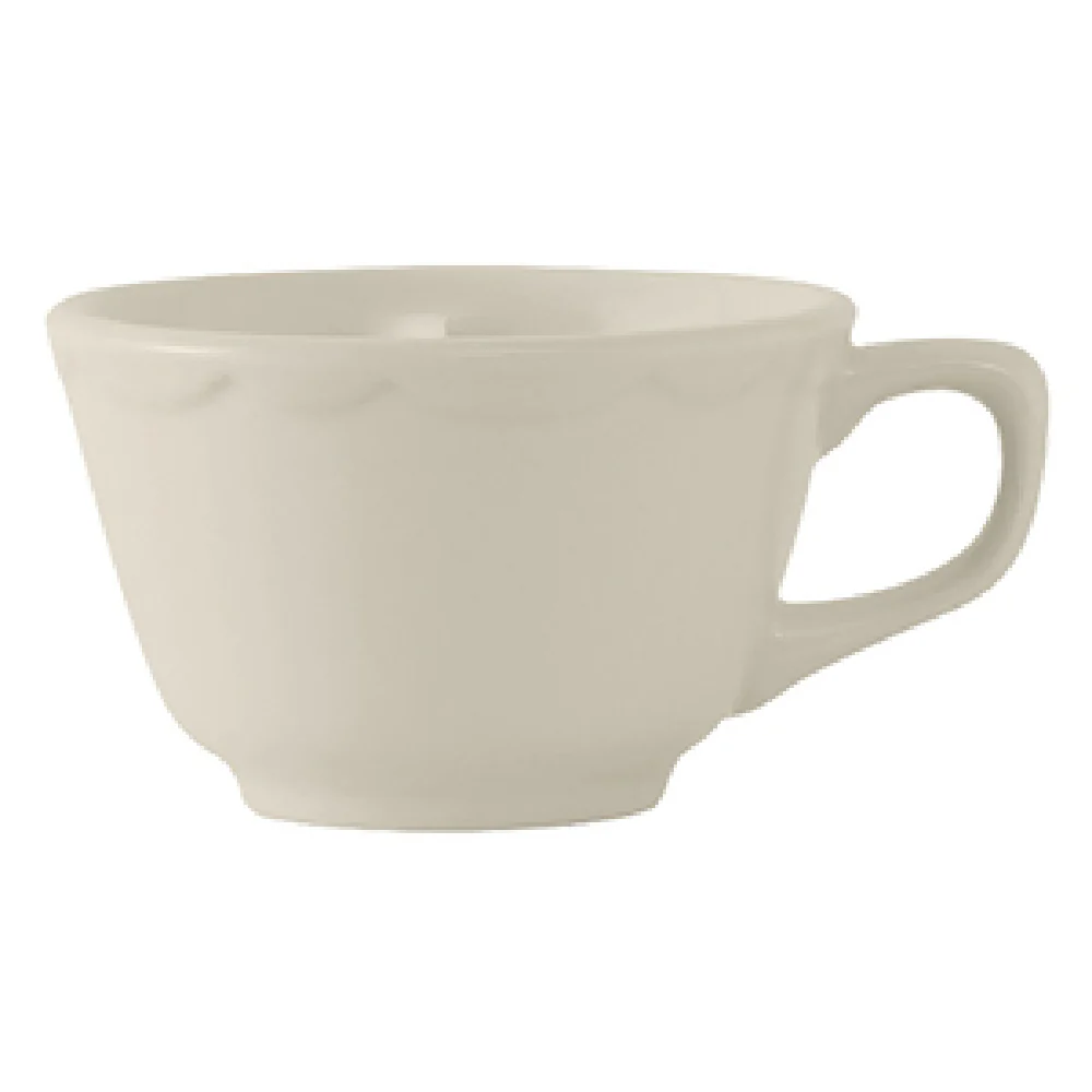 Tuxton TSC-001 7 Oz Cup Scalloped Edge Ceramic Dishwasher Safe Pack 3 Dozen