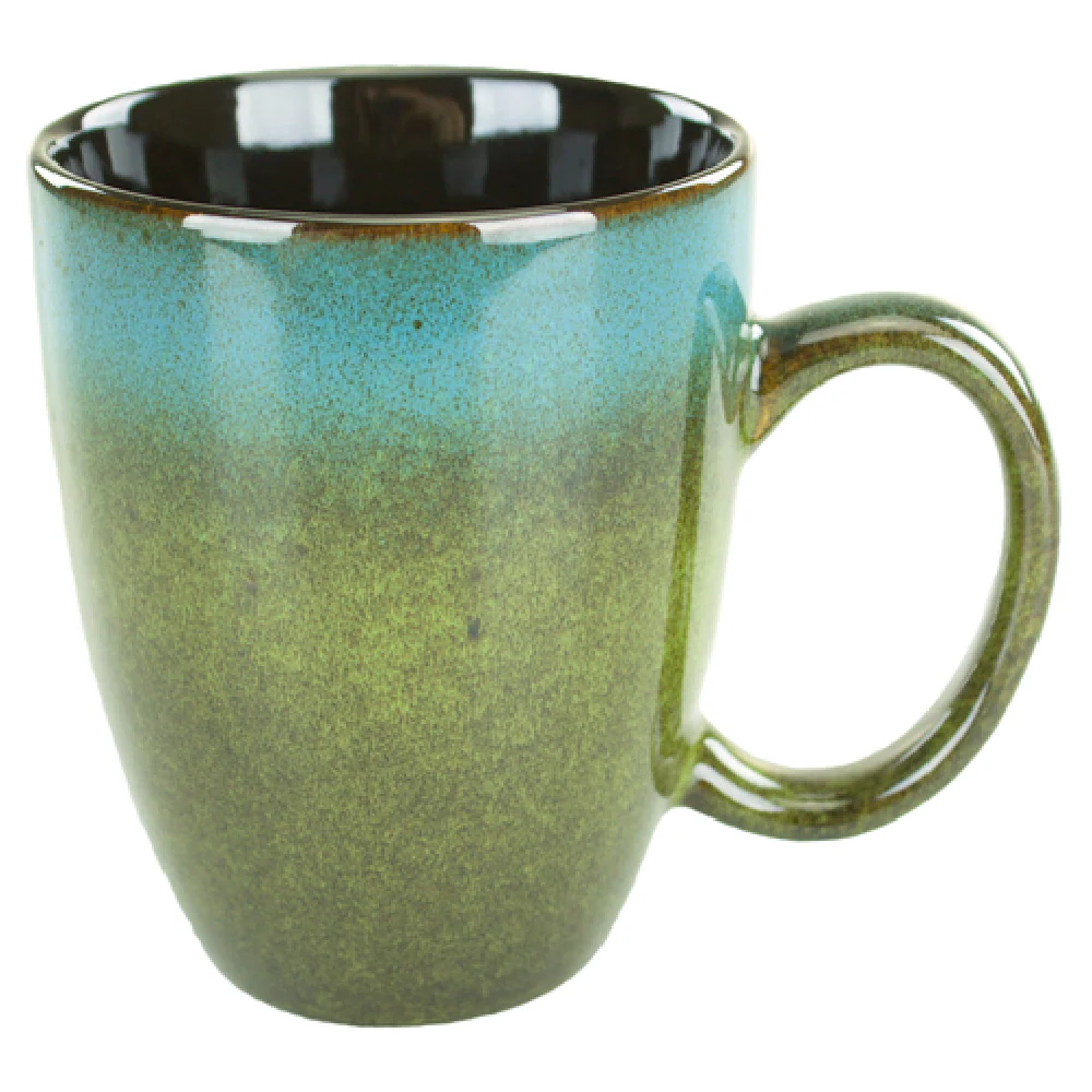 International Tableware 4415-146 15 Oz. Round Endeavor Cup with Handle Ceramic Blue Green