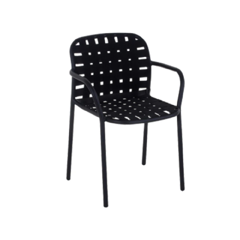 emuamericas 501 23 Inch Armchair Outdoor Woven Elastic Straps Aluminum