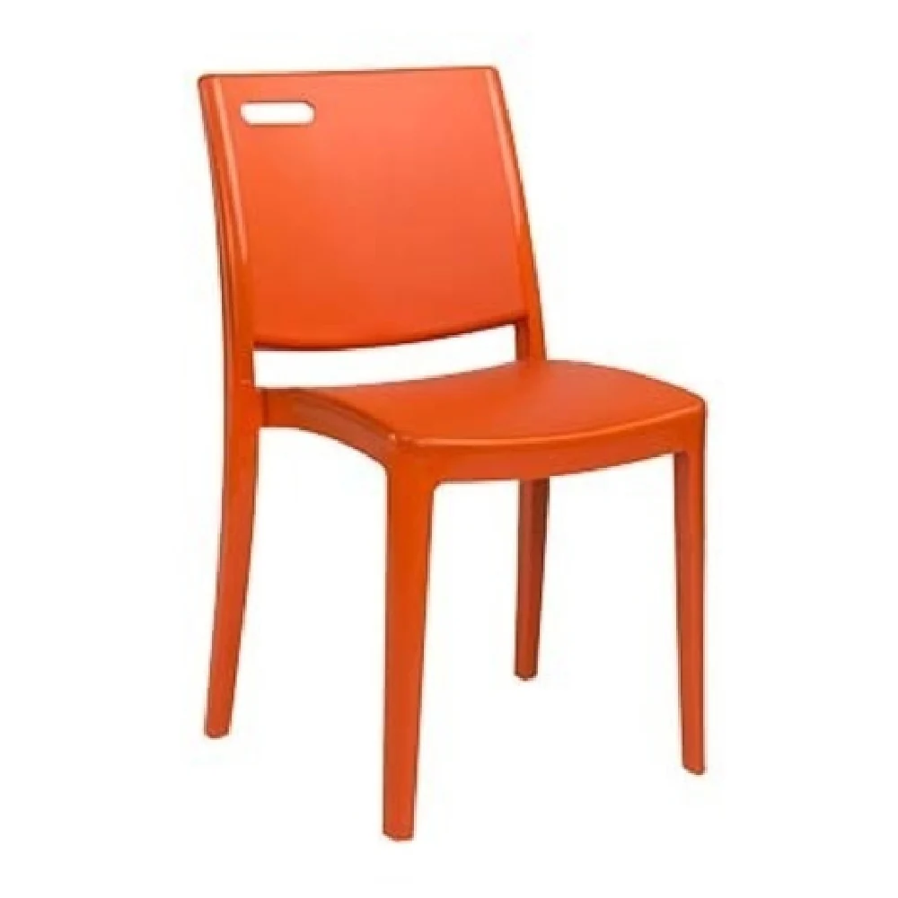 Grosfillex US563019 Stacking Side Chair Resin Back Cutout Outdoor Orange