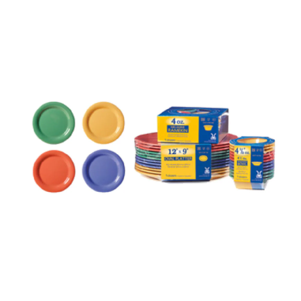 GET Enterprises SP-NP-9-MIX 9 Inch Round Plate Break Resistant Melamine Assorted Colors GET Enterprises SP-NP-9-MIX 9 Inch Round Plate Break Resistant Melamine Assorted Colors