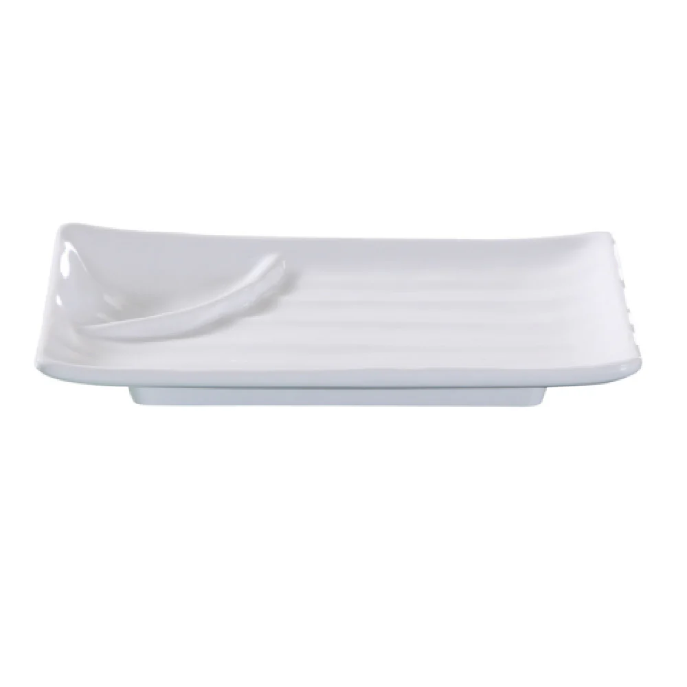 Yanco OK-210 9-3/4 Inch Melamine Plate with Sauce Compartment - White Yanco OK-210 9-3/4 Inch Melamine Plate with Sauce Compartment - White
