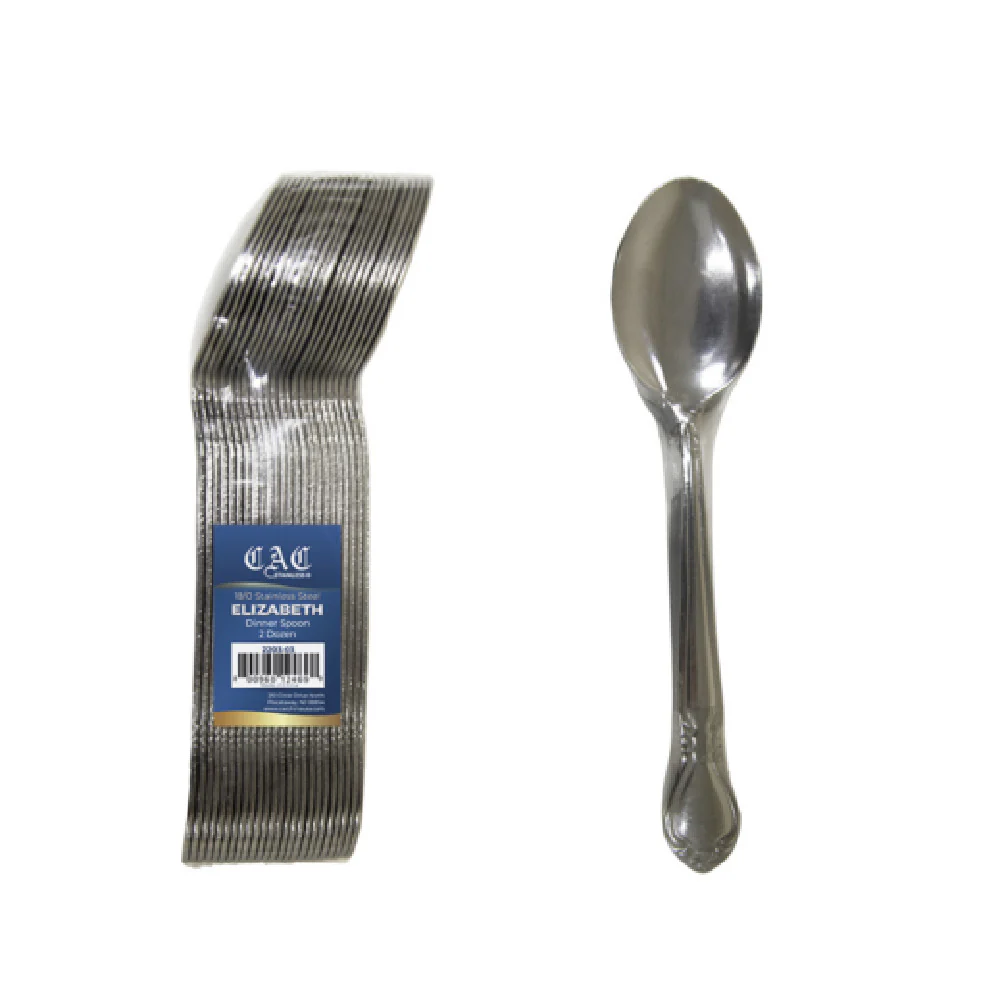 CAC China 2203-03 7 1/4 Inch Dinner Spoon Frost Finish 18/0 Stainless Steel