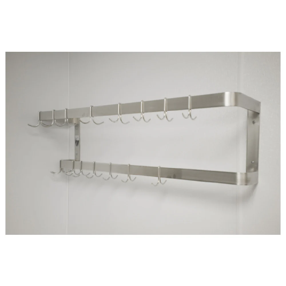 Winholt SSWMPR-7216-D 72 Inch Stainless Steel Wall-Mounted Pot Rack with 18 Hooks
