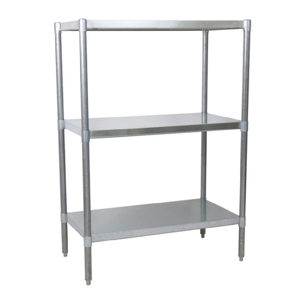 BK Resources VSU5-3124 31 Inch Dry Storage Shelving Unit Galvanized 3 Shelves with Bullet Feet