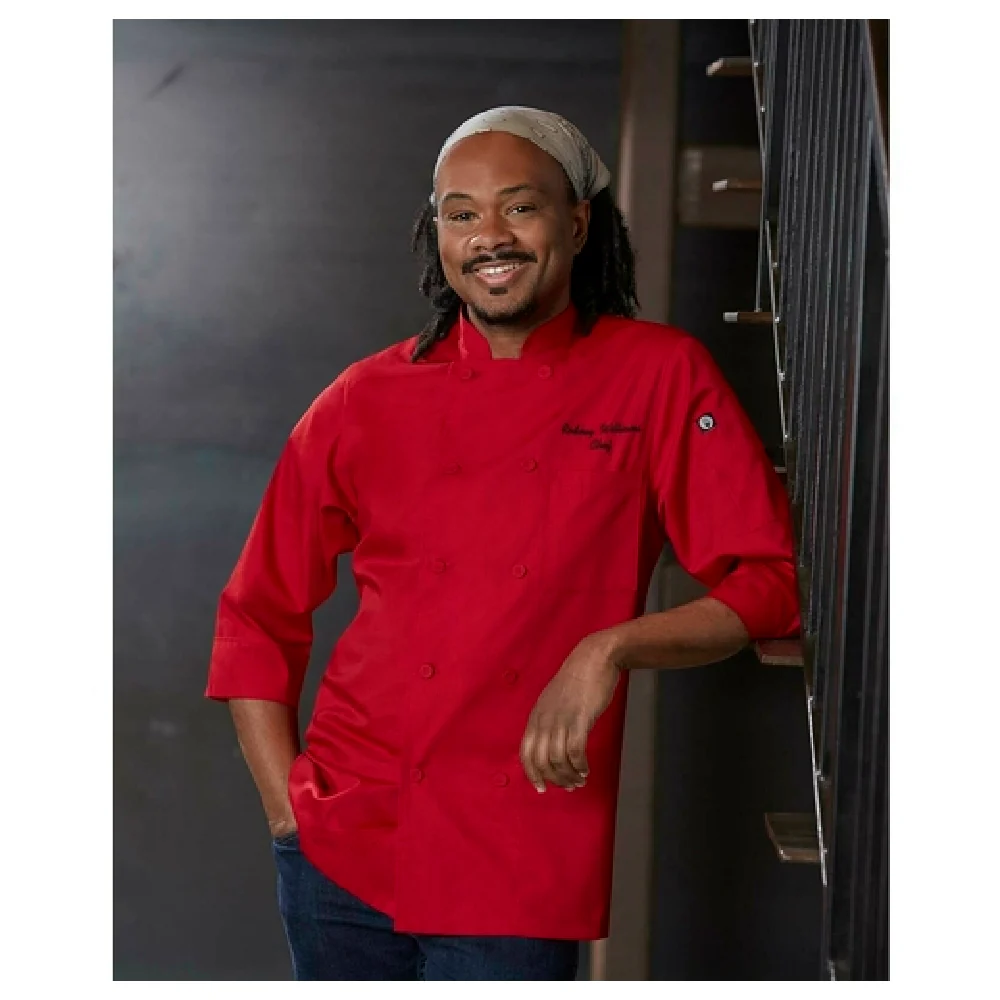 Chef Works JLCLWHTM Chef's Coat Medium Double-breasted 3/4 Sleeve White Cotton Poly