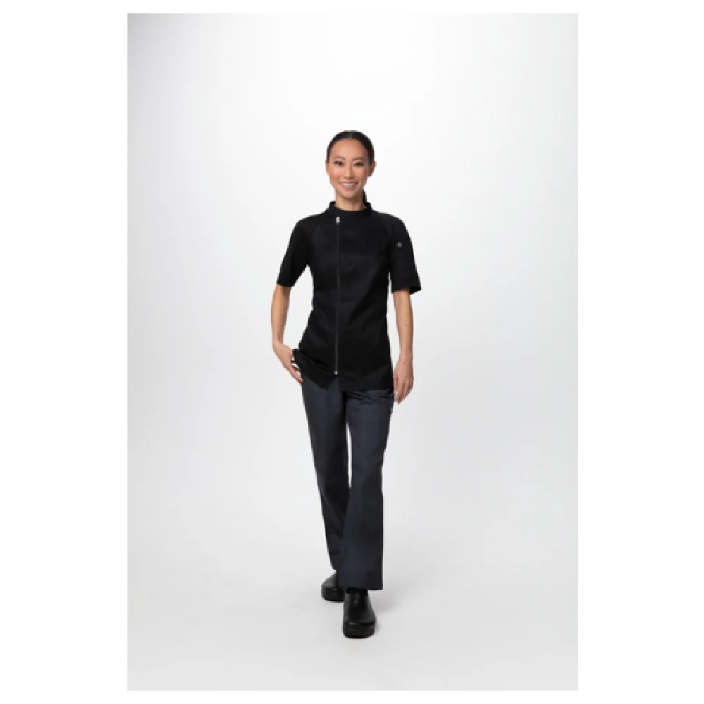Chef Works CBZ03W-BLK-3XL 37 Inch Women's Chef Coat Raglan Short Sleeve Black