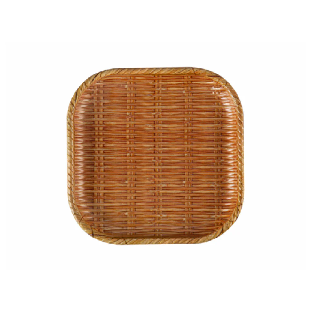 CAC China XBMB-SQ8 8 Inch Round Wooden Plate Brown with Wide Rim CAC China XBMB-SQ8 8 Inch Round Wooden Plate Brown with Wide Rim