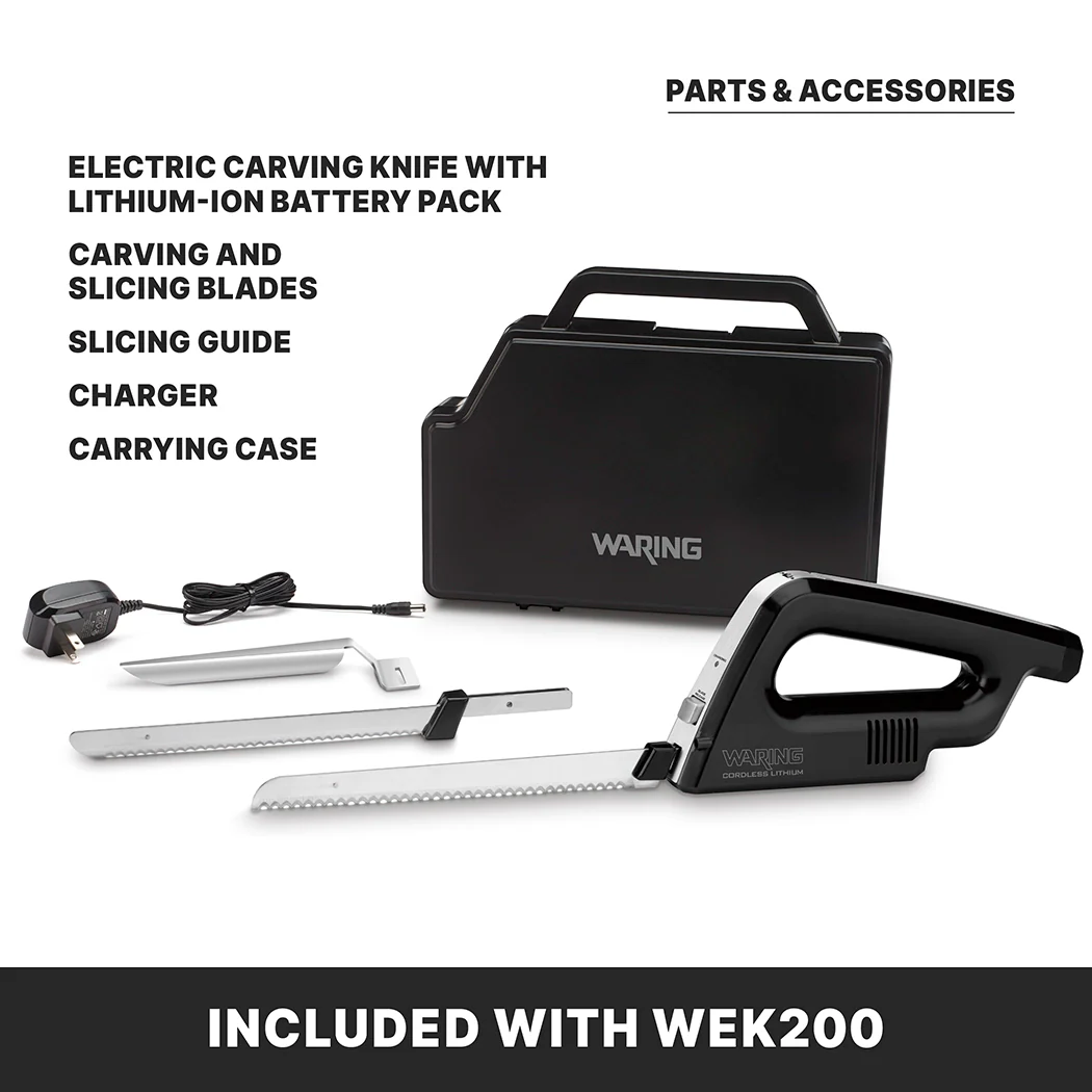 Waring WEK200K 20 Inch Electric Knife with Detachable Blades Cordless Waring WEK200K 20 Inch Electric Knife with Detachable Blades Cordless