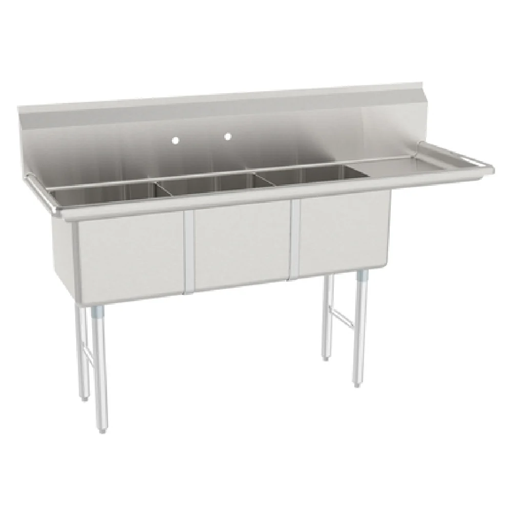 GSW USA SE15153R 63 Inch with Right-hand Drainboard Stainless Steel Sink 3 Compartment GSW USA SE15153R 63 Inch with Right-hand Drainboard Stainless Steel Sink 3 Compartment