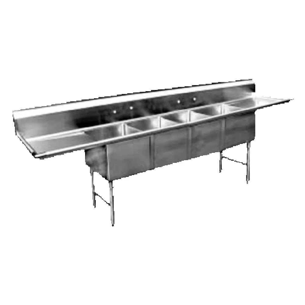 GSW USA SE16204D18 20 Inch Sink Four Compartment with Side Drainboards Stainless Steel