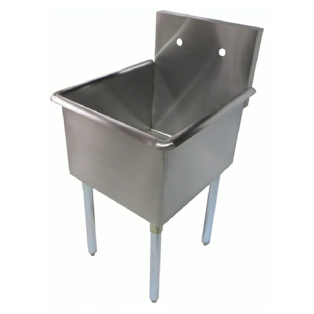 NBR Equipment 1BSG-2424 27 Inch Budget Sink One Compartment Stainless Steel with 8 Inch Backsplash NBR Equipment 1BSG-2424 27 Inch Budget Sink One Compartment Stainless Steel with 8 Inch Backsplash
