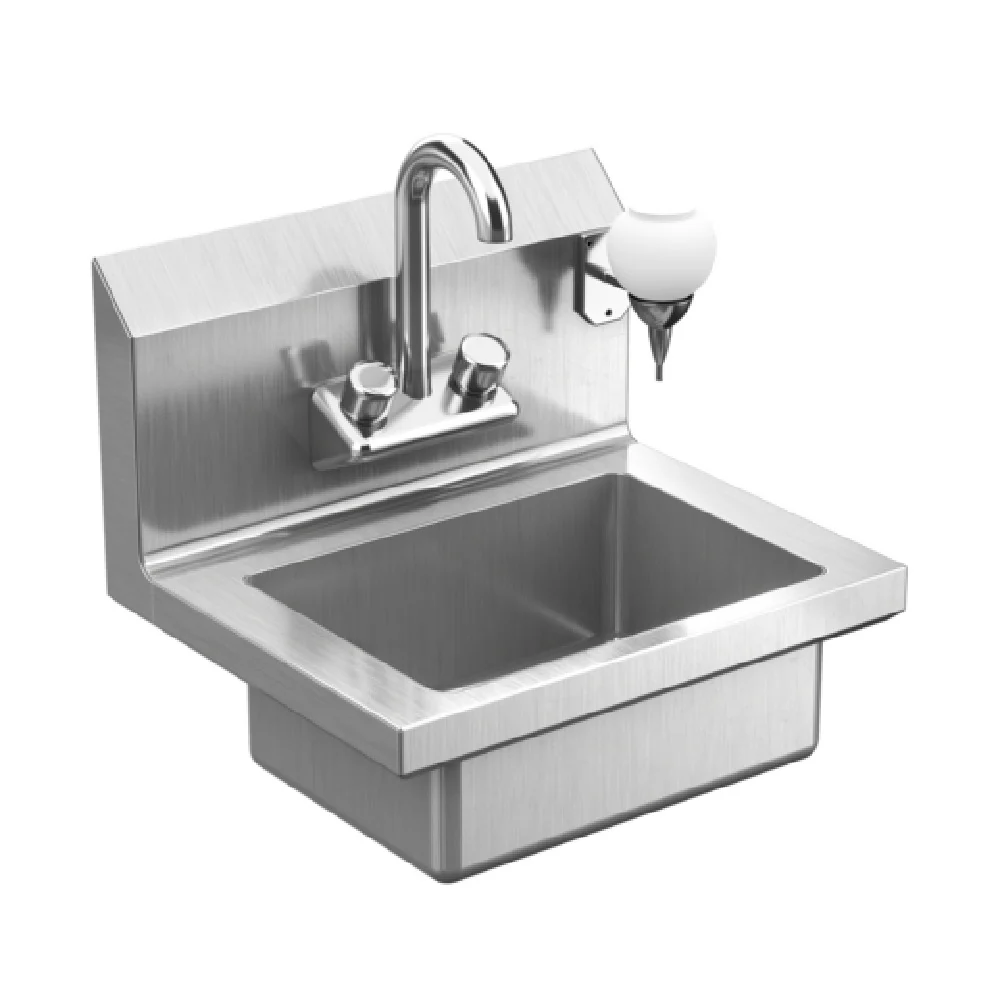 Winholt WHWS1410HV 18 Inch Wall Mounted Hand Sink with Gooseneck Faucet Stainless Steel