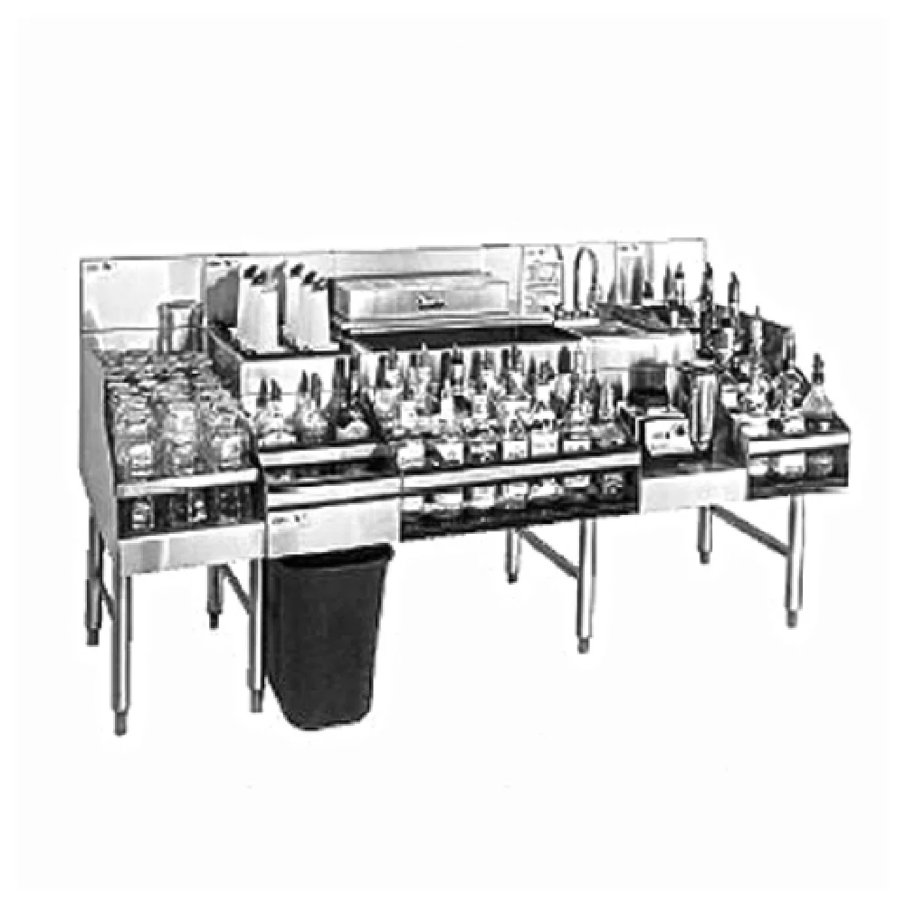 Glastender ALL-66B 66 Inch All-In-One Underbar Ice Bin Cocktail Station Stainless Steel Glastender ALL-66B 66 Inch All-In-One Underbar Ice Bin Cocktail Station Stainless Steel
