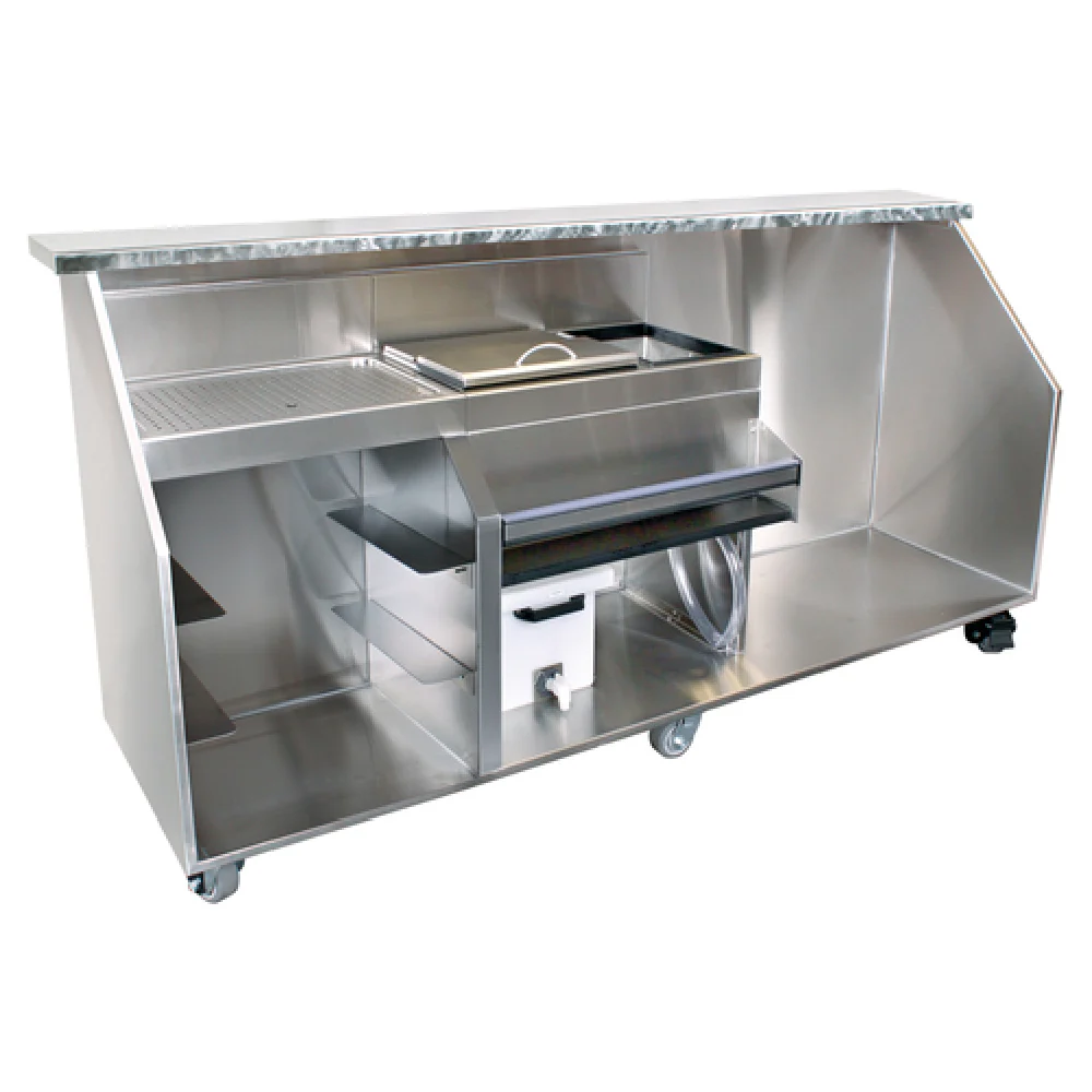 Glastender PBGR96-18 96 Inch Portable Bar stainless steel with Ice Bin and Refrigeration Glastender PBGR96-18 96 Inch Portable Bar stainless steel with Ice Bin and Refrigeration