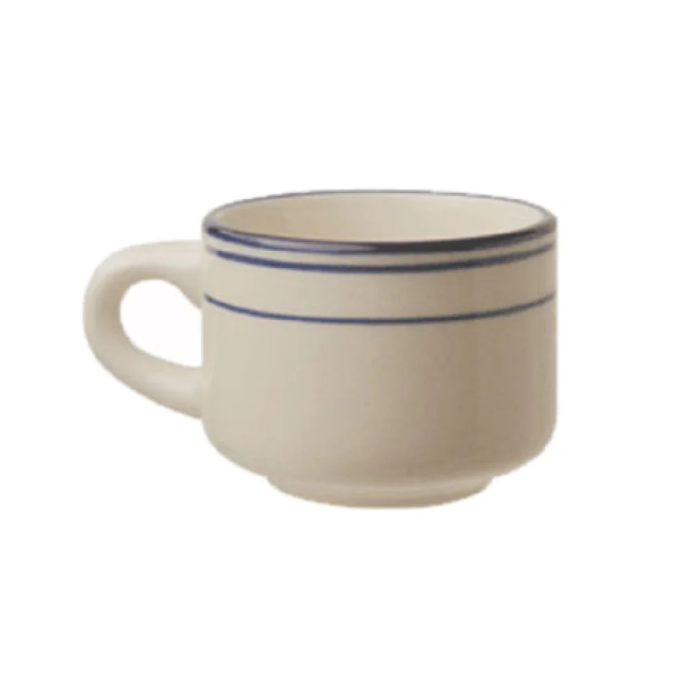 International Tableware CT-23 7 Oz Cup Round Stackable With Handle Ceramic American White
