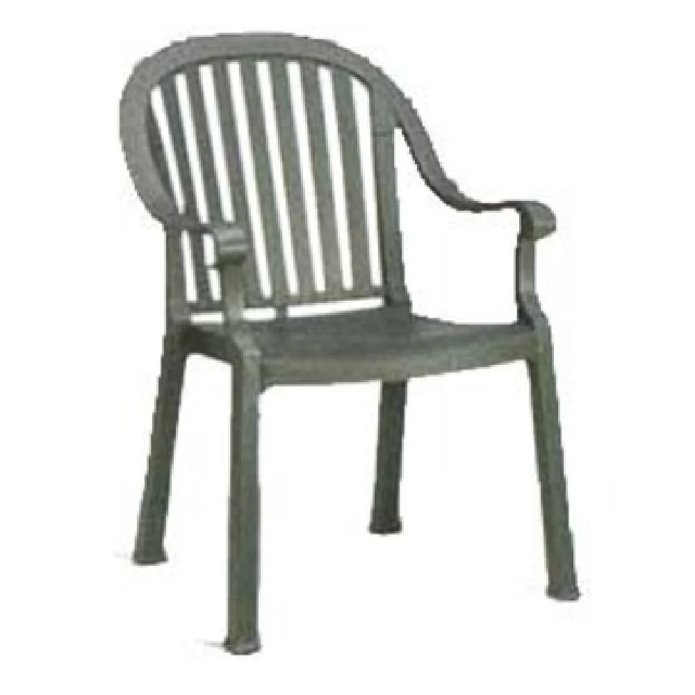 Grosfillex US650002 23 Inch Armchair Stacking Outdoor Slat Back Resin Charcoal