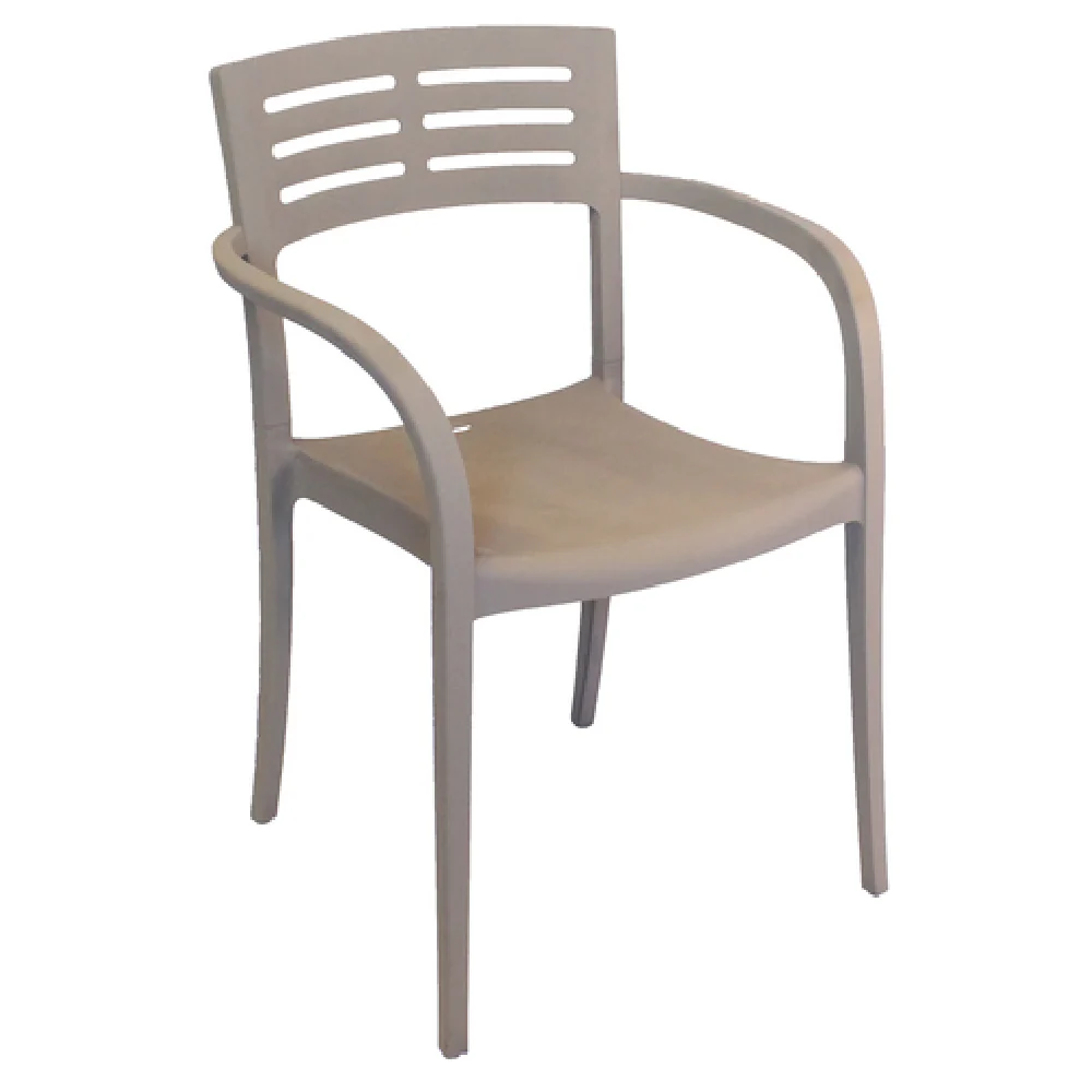 Grosfillex US633181 23 Inch Contoured Stacking Armchair Resin UV Resistant French Taupe