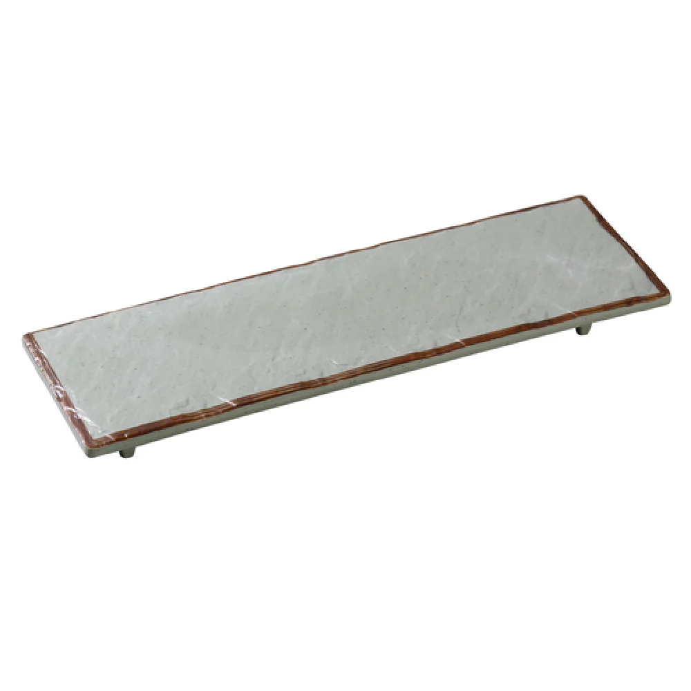 Yanco YO-4012 12 Inch Melamine Display Plate Rectangular with Foot Matte Green