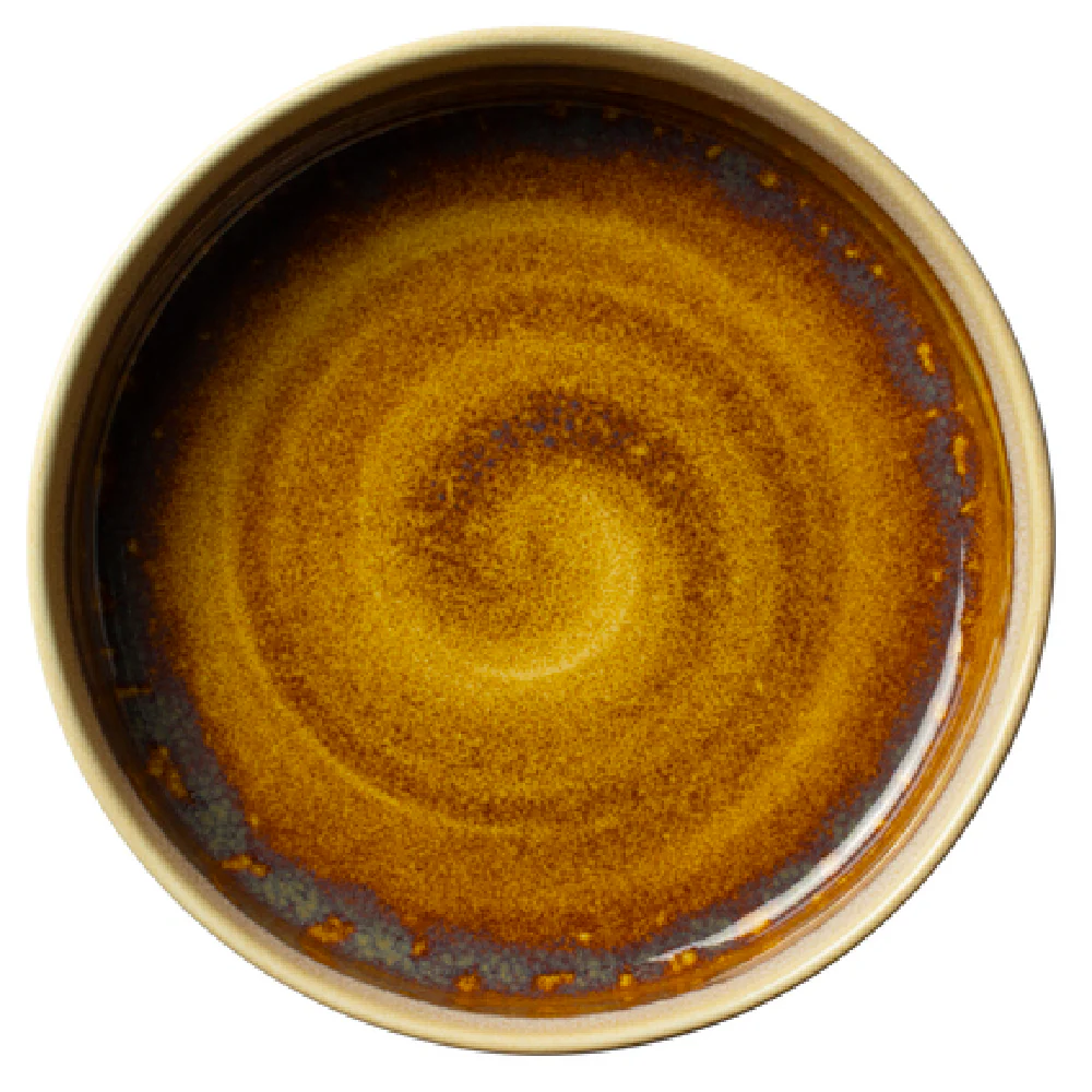 Steelite 17840559 1.25 Qt Round Stacking Tray Aurora Vesuvius Amber
