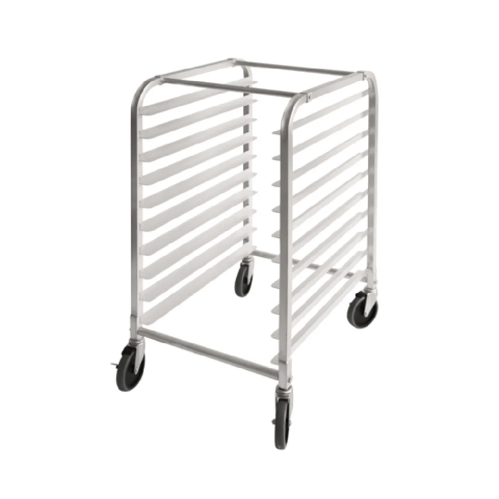 CAC China ASPR-10BK 20 Inch 10 Tier Aluminum Sheet Pan Rack with Swivel Brakes