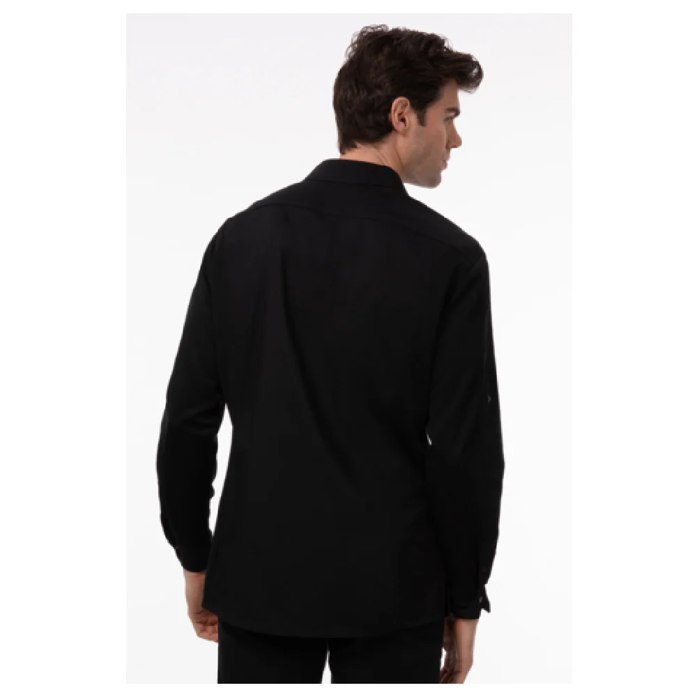 Chef Works SES02-BLK-M 22 Inch Men's Seville Cook's Shirt Stretch Fabric Black Chef Works SES02-BLK-M 22 Inch Men's Seville Cook's Shirt Stretch Fabric Black
