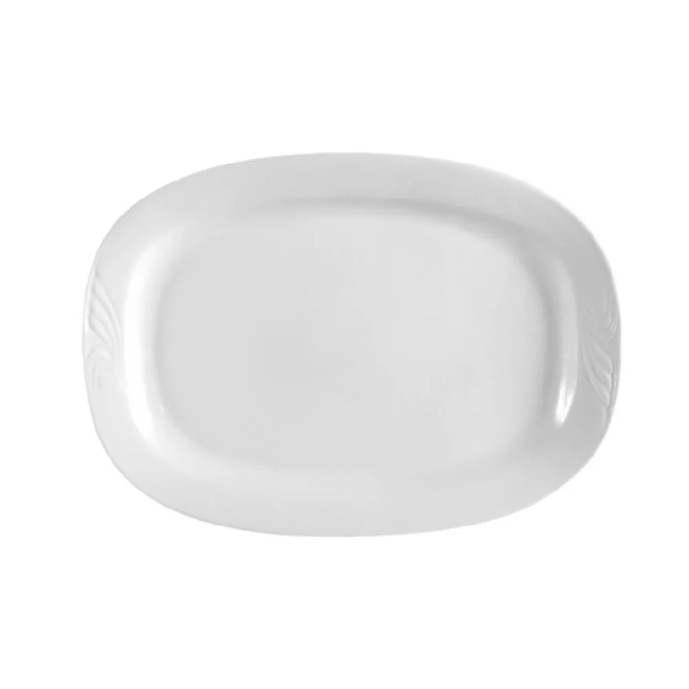 CAC China RSV-94 14-1/2 Inch Oblong Porcelain Platter with Embossed Rim CAC China RSV-94 14-1/2 Inch Oblong Porcelain Platter with Embossed Rim