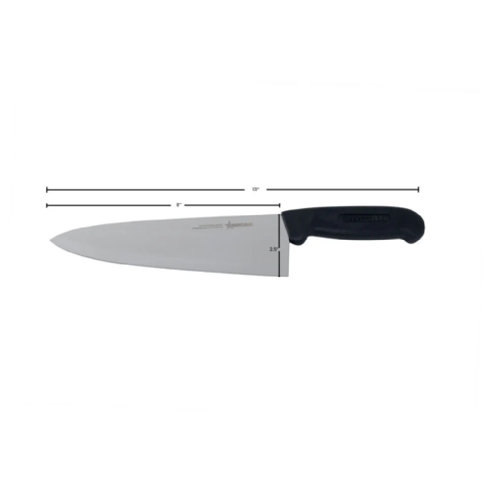 Omcan 11973 8 Inch Regular Black Handle Cook Knife Stainless Steel