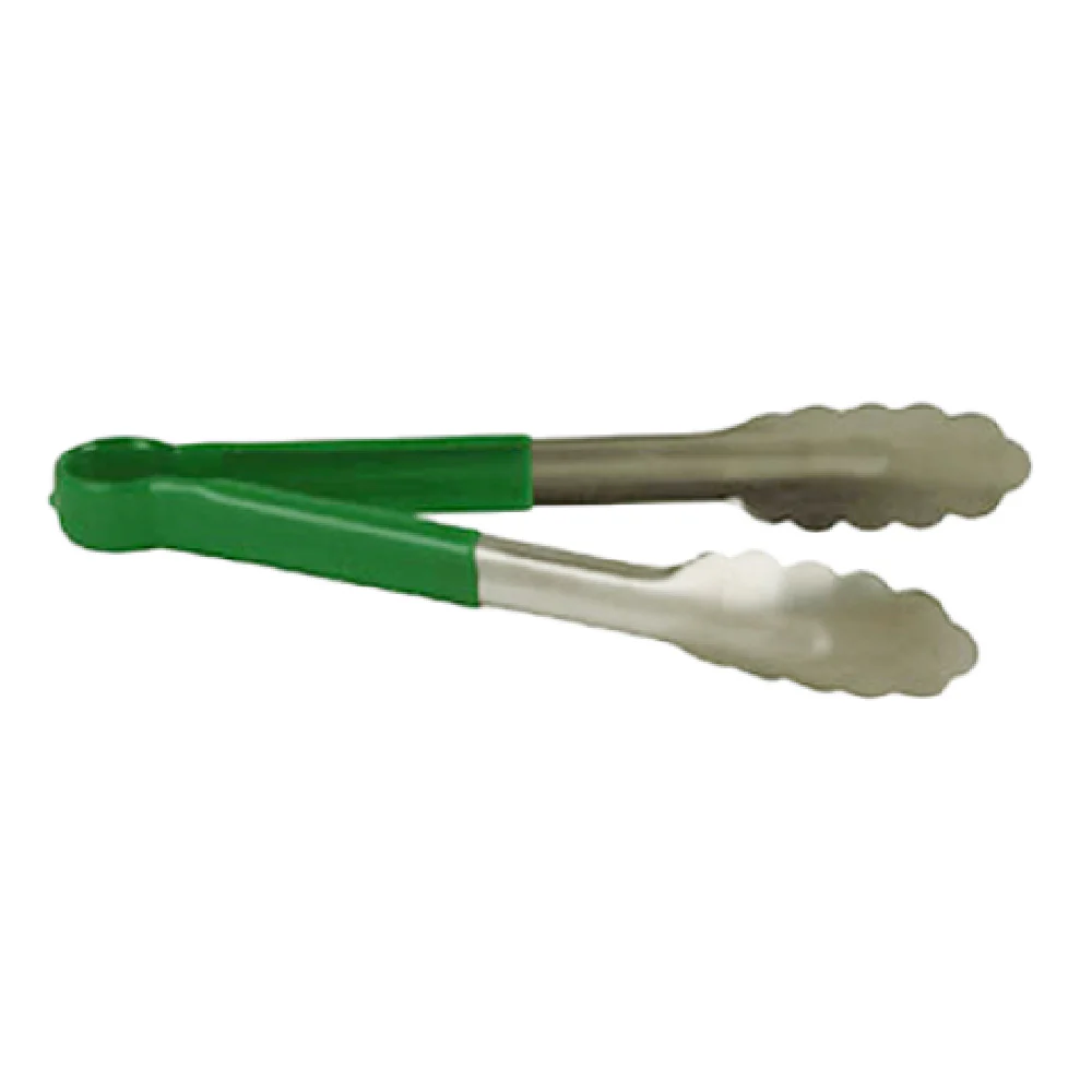 Thunder Group SLTG812G 12 Inch Utility Tongs One-piece Non-slip Green Stainless Steel