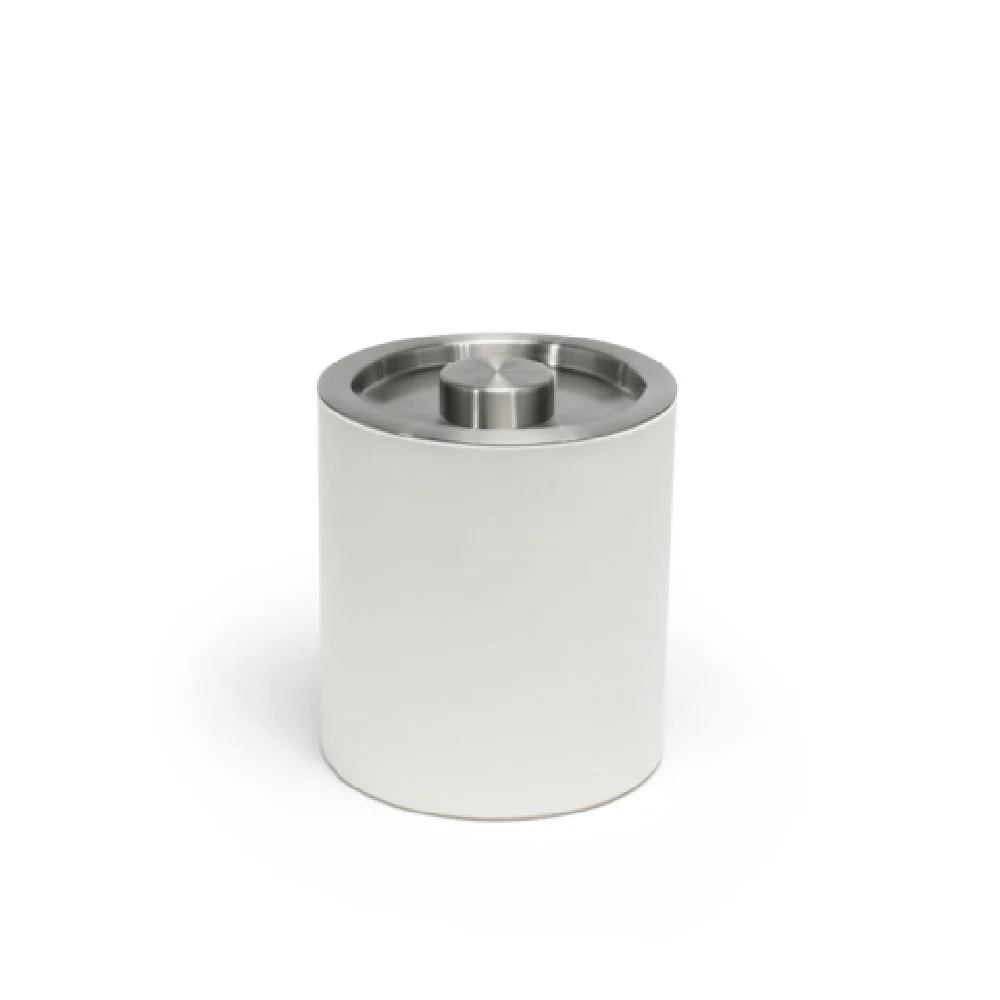 FOH RIB063WHL21 2qt Round London Ice Bucket White With Brushed Stainless Lid FOH RIB063WHL21 2qt Round London Ice Bucket White With Brushed Stainless Lid