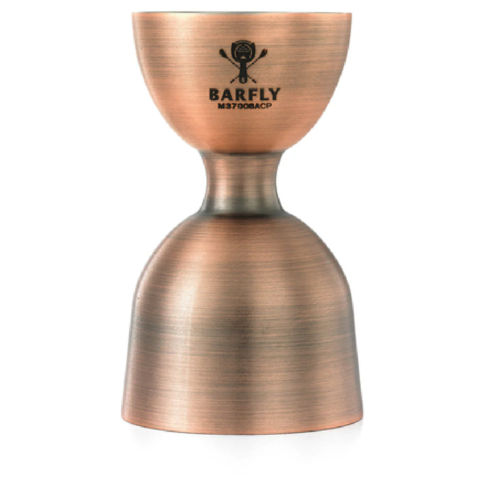 Mercer Culinary M37006ACP 1 to 2 Oz Heavy Duty Jigger with Internal Markings Stainless Steel Antique Copper Finish