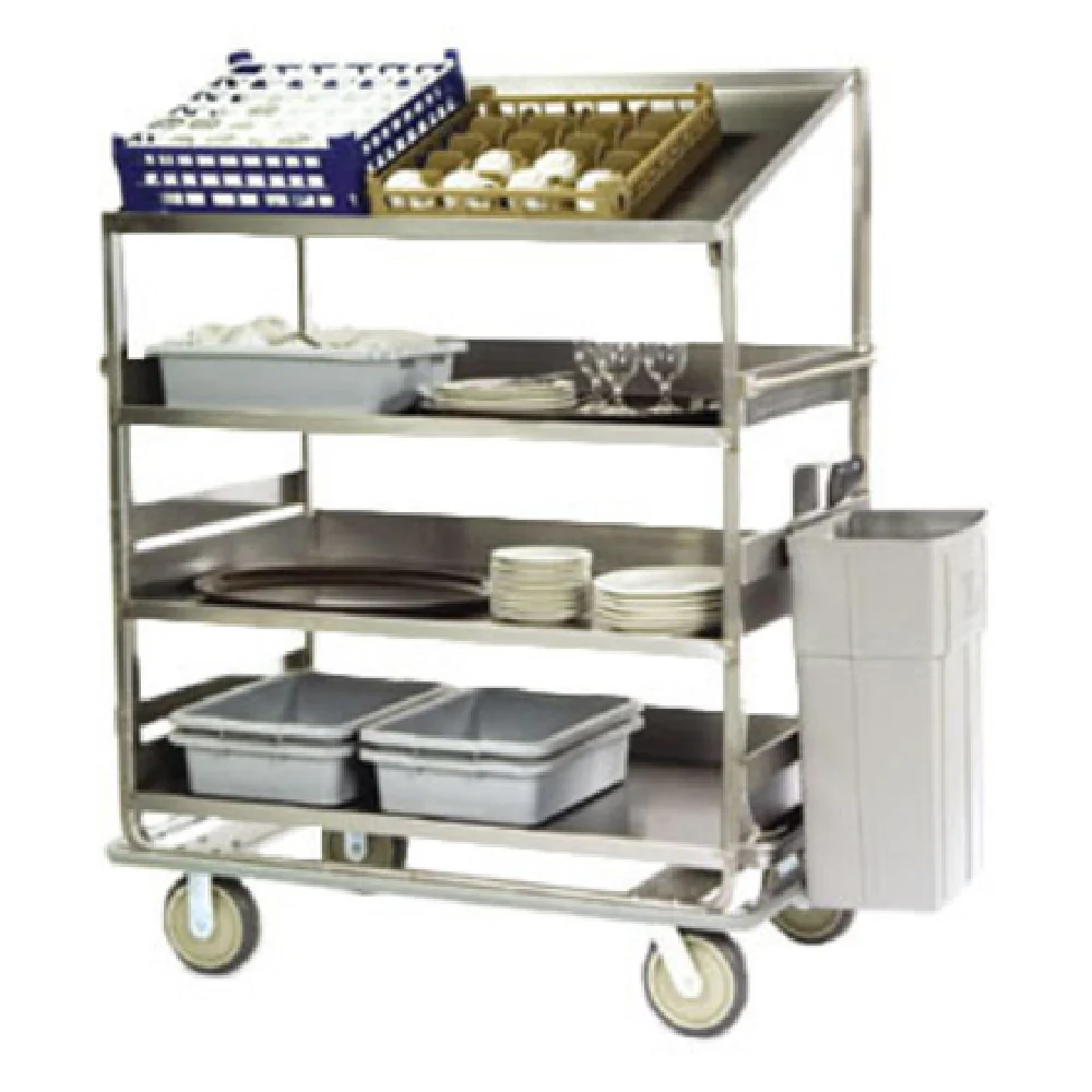 Lakeside B587 67 Inch Soiled Dish Breakdown Cart 4 Tier Stainless Steel with Drain Tube