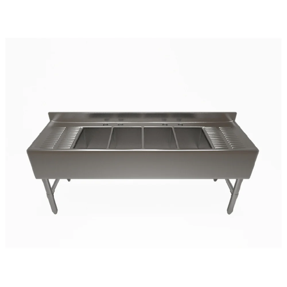 NBR Equipment UD-4-101410-84LR 84 Inch Four Compartment Sink Unit Stainless Steel with Drainboards NBR Equipment UD-4-101410-84LR 84 Inch Four Compartment Sink Unit Stainless Steel with Drainboards